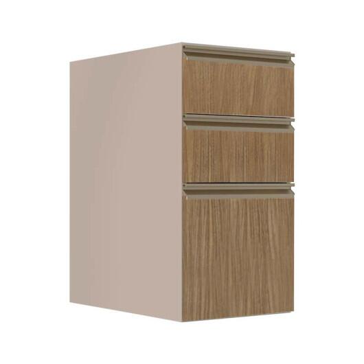 Módulo Balcão 35cm 3 Gavetas 100% MDF Cozinha Modulada Gold J Robel Fendi/Amendoeira BP