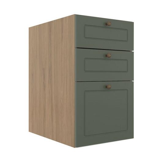 Módulo Balcao 40cm 3 Gavetas 100% MDF Cozinha Modulada Provence Robel Hanover/Salvia Matte