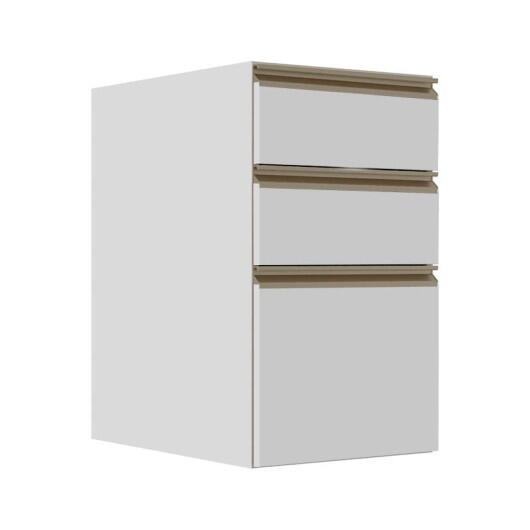 Módulo Balcão 40cm 3 Gavetas 100% MDF Cozinha Modulada Gold J Robel Branco/Branco Matte