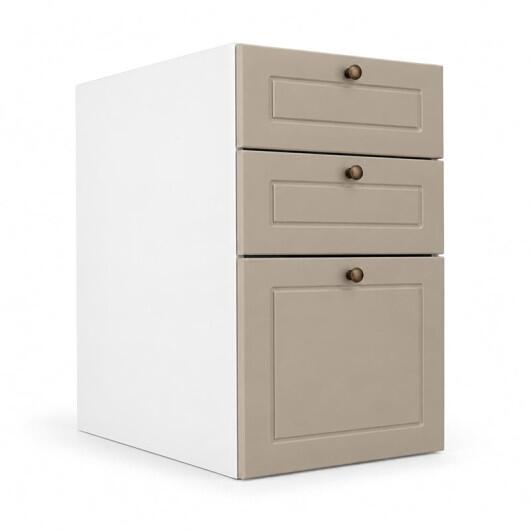 Módulo Balcao 40x68x56cm 3 Gavetas 100% MDF Cozinha Provence Robel Branco/Fendi Matte