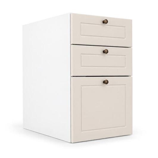 Módulo Balcao 40x68x56cm 3 Gavetas 100% MDF Cozinha Provence Robel Branco/Off White Matte