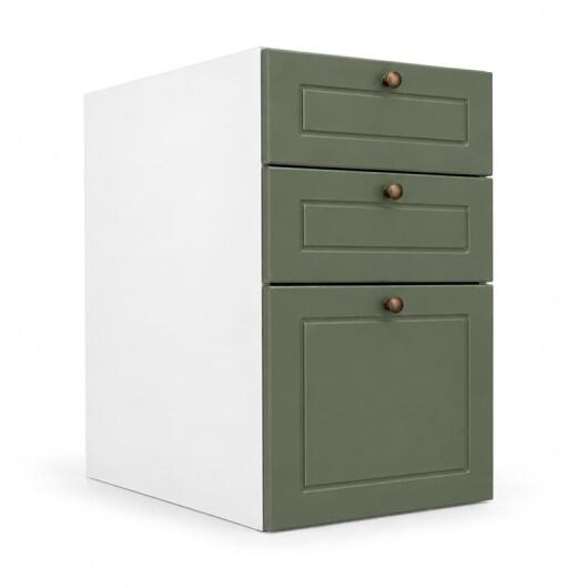 Módulo Balcao 40x68x56cm 3 Gavetas 100% MDF Cozinha Provence Robel Branco/Salvia Matte