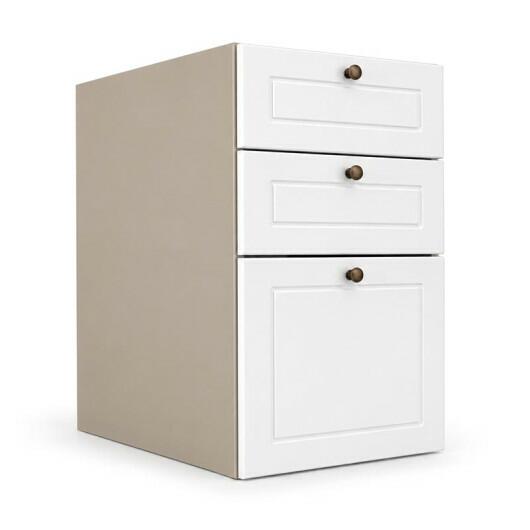 Módulo Balcao 40x68x56cm 3 Gavetas 100% MDF Cozinha Provence Robel Fendi/Branco Matte