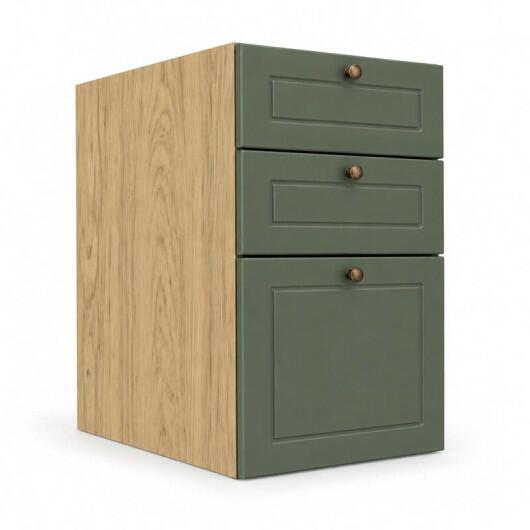 Módulo Balcao 40x68x56cm 3 Gavetas 100% MDF Cozinha Provence Robel Hanover/Salvia Matte