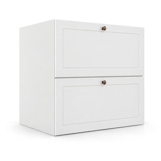 Módulo Balcão 60x68x56cm 2 Gavetas + 1 Gaveta Oculta 100% MDF Cozinha Provence Robel Branco/Branco Matte