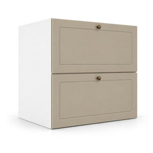 Módulo Balcão 60x68x56cm 2 Gavetas + 1 Gaveta Oculta 100% MDF Cozinha Provence Robel Branco/Fendi Matte