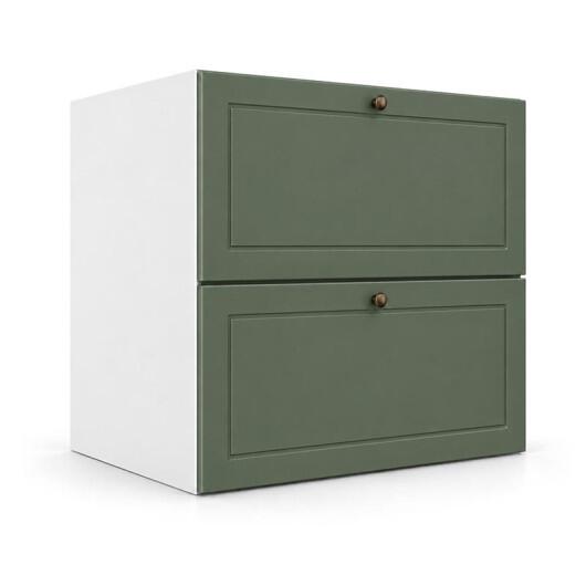 Módulo Balcão 60x68x56cm 2 Gavetas + 1 Gaveta Oculta 100% MDF Cozinha Provence Robel Branco/Salvia Matte