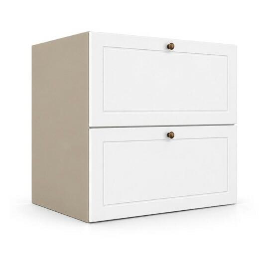 Módulo Balcão 60x68x56cm 2 Gavetas + 1 Gaveta Oculta 100% MDF Cozinha Provence Robel Fendi/Branco Matte