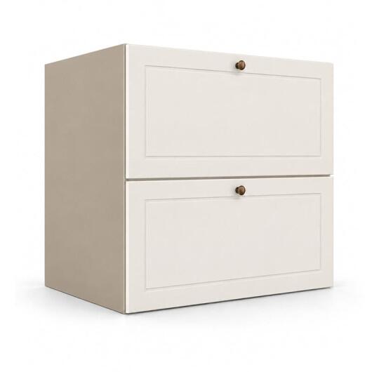 Módulo Balcão 60x68x56cm 2 Gavetas + 1 Gaveta Oculta 100% MDF Cozinha Provence Robel Fendi/Off White Matte