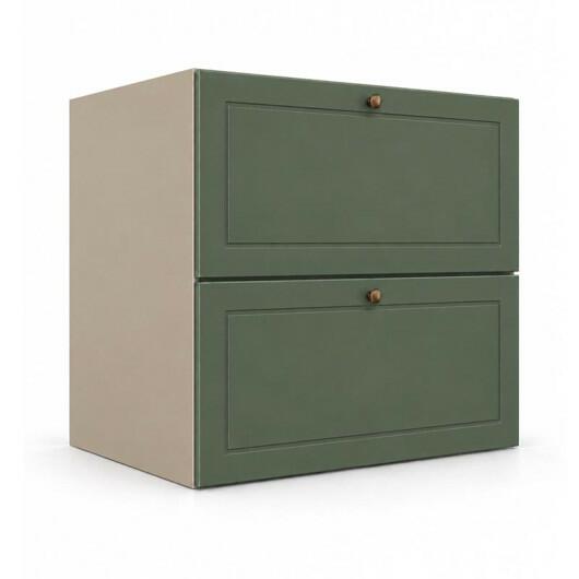 Módulo Balcão 60x68x56cm 2 Gavetas + 1 Gaveta Oculta 100% MDF Cozinha Provence Robel Fendi/Salvia Matte