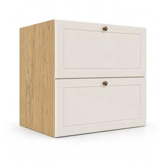 Módulo Balcão 60x68x56cm 2 Gavetas + 1 Gaveta Oculta 100% MDF Cozinha Provence Robel Hanover/Off White Matte