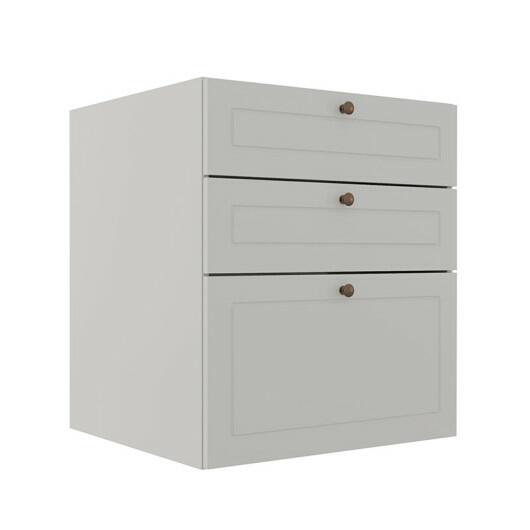 Módulo Balcao 60cm 3 Gavetas 100% MDF Cozinha Modulada Provence Robel Branco/Branco Matte