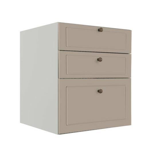 Módulo Balcao 60cm 3 Gavetas 100% MDF Cozinha Modulada Provence Robel Branco/Fendi Matte