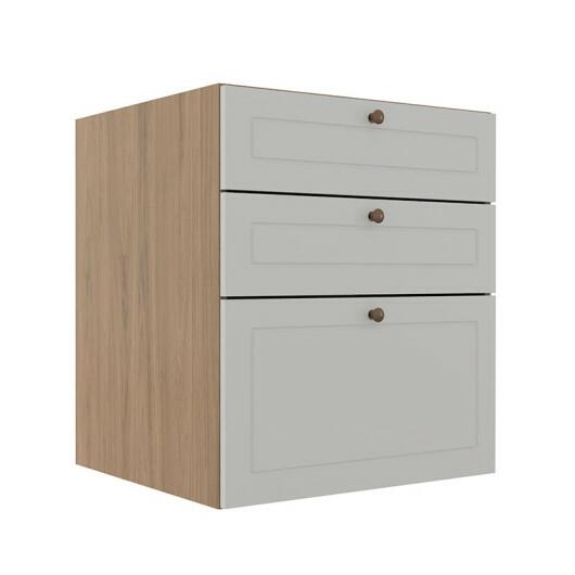 Módulo Balcao 60cm 3 Gavetas 100% MDF Cozinha Modulada Provence Robel Hanover/Branco Matte