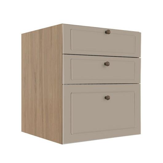Módulo Balcao 60cm 3 Gavetas 100% MDF Cozinha Modulada Provence Robel Hanover/Fendi Matte