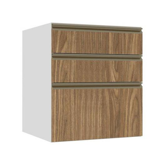 Módulo Balcão 60cm 3 Gavetas 100% MDF Cozinha Modulada Gold J Robel Branco/Amendoeira BP Módulo Balcão 60cm 3 Gavetas 100% MDF Cozinha Modulada Gold J Robel Branco/Amendoeira BP