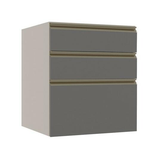 Módulo Balcão 60cm 3 Gavetas 100% MDF Cozinha Modulada Gold Robel Fendi/Cinza