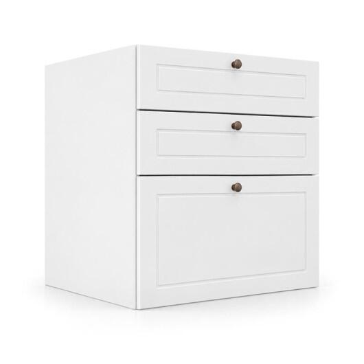 Módulo Balcão 60x68x56cm 3 Gavetas 100% MDF Cozinha Provence Robel Branco/Branco Matte