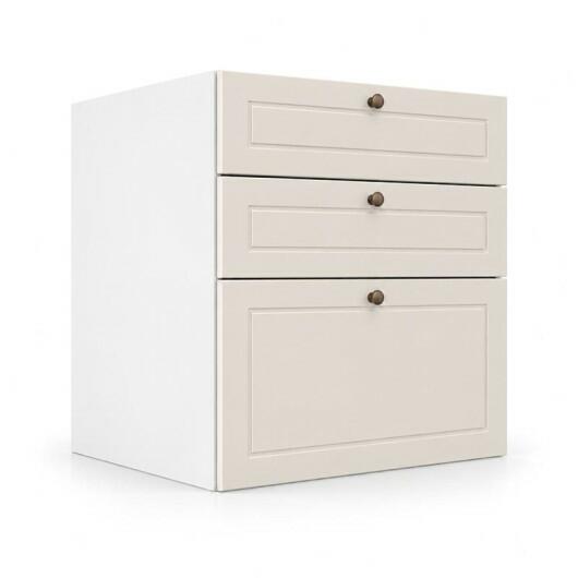 Módulo Balcão 60x68x56cm 3 Gavetas 100% MDF Cozinha Provence Robel Branco/Off White Matte