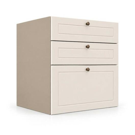 Módulo Balcão 60x68x56cm 3 Gavetas 100% MDF Cozinha Provence Robel Fendi/Off White Matte