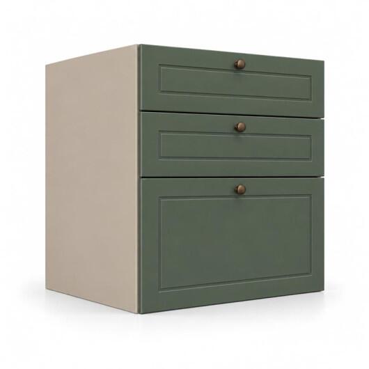 Módulo Balcão 60x68x56cm 3 Gavetas 100% MDF Cozinha Provence Robel Fendi/Salvia Matte