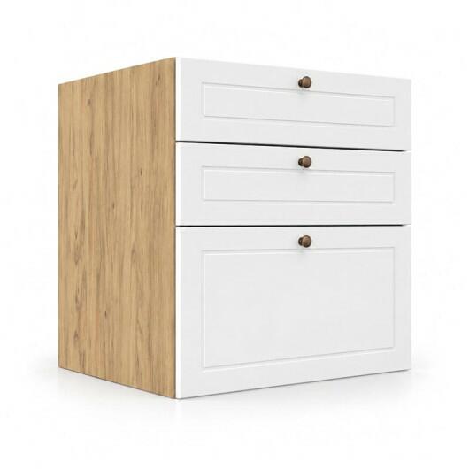 Módulo Balcão 60x68x56cm 3 Gavetas 100% MDF Cozinha Provence Robel Hanover/Branco Matte