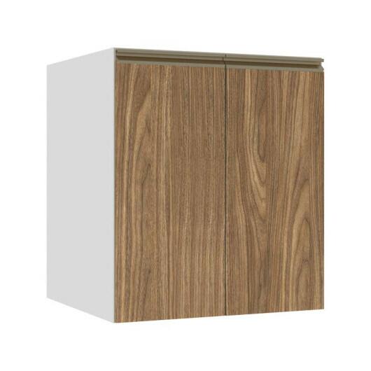 Módulo Balcão 60cm 2 Portas 100% MDF Cozinha Modulada Gold J Robel Branco/Amendoeira BP