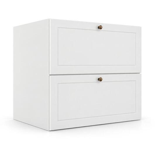Módulo Balcão 70x68x56cm 2 Gavetas + 1 Gaveta Oculta 100% MDF Cozinha Provence Robel Branco/Branco Matte