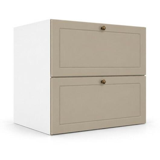 Módulo Balcão 70x68x56cm 2 Gavetas + 1 Gaveta Oculta 100% MDF Cozinha Provence Robel Branco/Fendi Matte