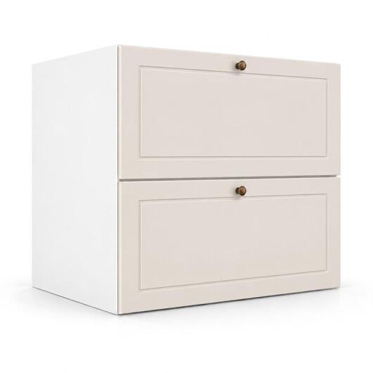 Módulo Balcão 70x68x56cm 2 Gavetas + 1 Gaveta Oculta 100% MDF Cozinha Provence Robel Branco/Off White Matte