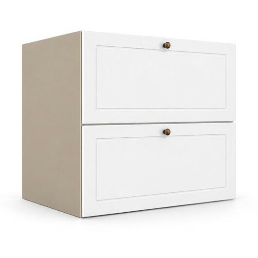 Módulo Balcão 70x68x56cm 2 Gavetas + 1 Gaveta Oculta 100% MDF Cozinha Provence Robel Fendi/Branco Matte