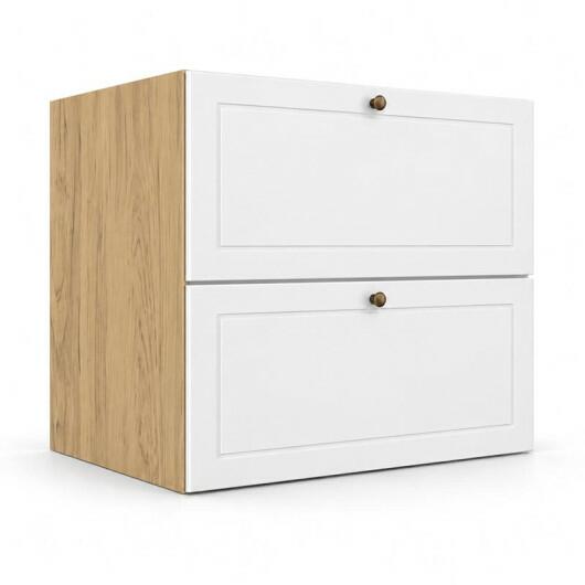 Módulo Balcão 70x68x56cm 2 Gavetas + 1 Gaveta Oculta 100% MDF Cozinha Provence Robel Hanover/Branco Matte