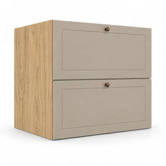 Módulo Balcão 70x68x56cm 2 Gavetas + 1 Gaveta Oculta 100% MDF Cozinha Provence Robel Hanover/Fendi Matte