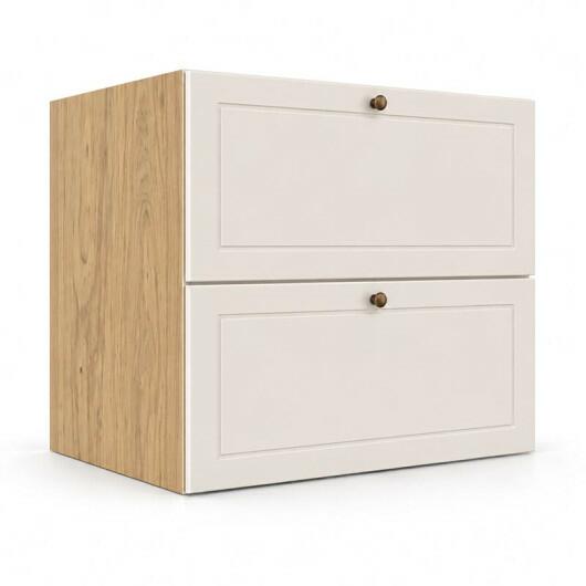 Módulo Balcão 70x68x56cm 2 Gavetas + 1 Gaveta Oculta 100% MDF Cozinha Provence Robel Hanover/Off White Matte
