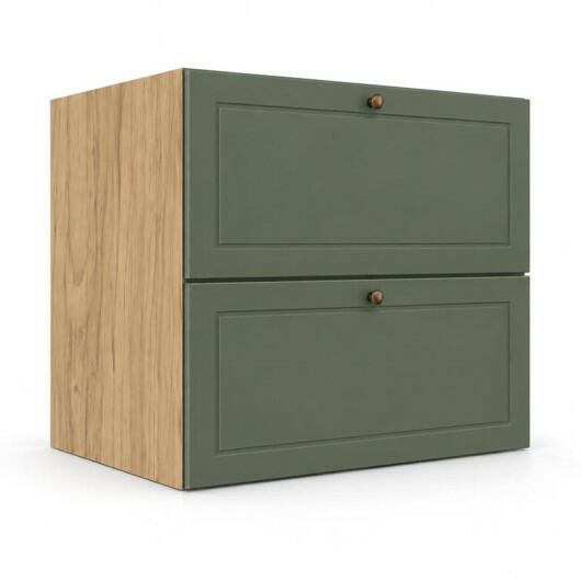 Módulo Balcão 70x68x56cm 2 Gavetas + 1 Gaveta Oculta 100% MDF Cozinha Provence Robel Hanover/Salvia Matte