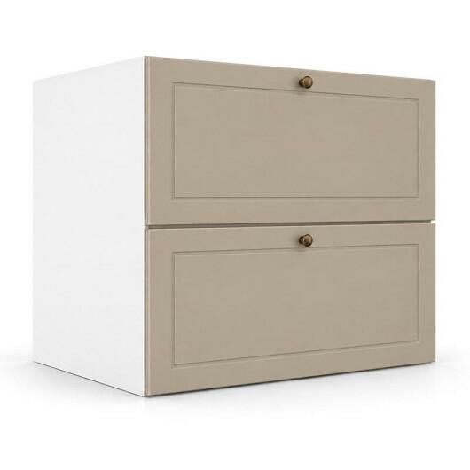 Módulo Balcão 80x68x56cm 2 Gavetas + 1 Gaveta Oculta 100% MDF Cozinha Provence Robel Branco/Fendi Matte