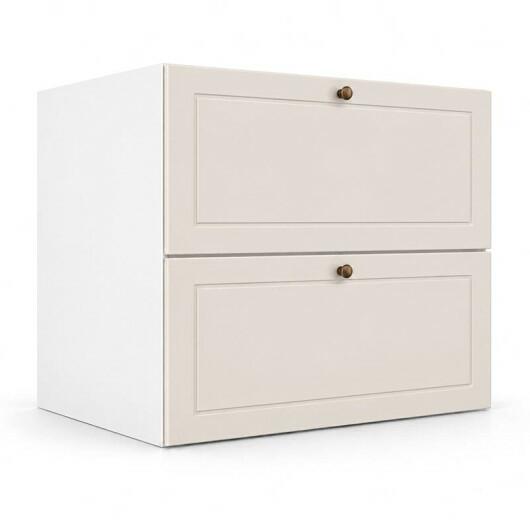 Módulo Balcão 80x68x56cm 2 Gavetas + 1 Gaveta Oculta 100% MDF Cozinha Provence Robel Branco/Off White Matte