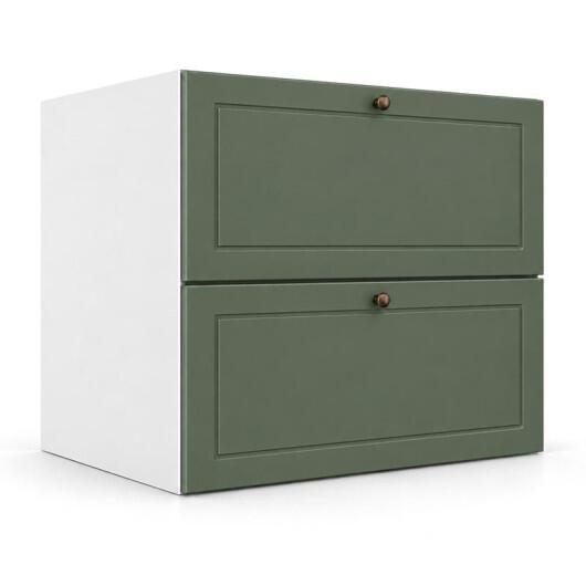 Módulo Balcão 80x68x56cm 2 Gavetas + 1 Gaveta Oculta 100% MDF Cozinha Provence Robel Branco/Salvia Matte