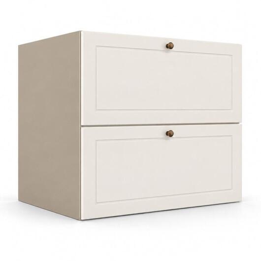 Módulo Balcão 80x68x56cm 2 Gavetas + 1 Gaveta Oculta 100% MDF Cozinha Provence Robel Fendi/Off White Matte