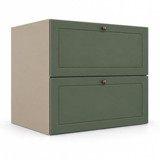 Módulo Balcão 80x68x56cm 2 Gavetas + 1 Gaveta Oculta 100% MDF Cozinha Provence Robel Fendi/Salvia Matte