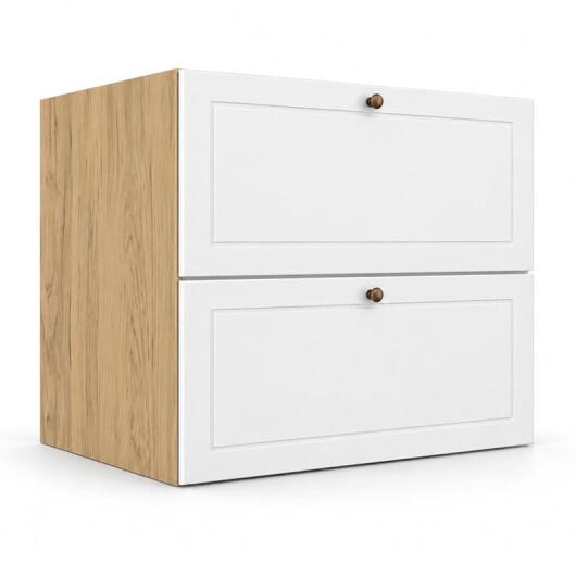 Módulo Balcão 80x68x56cm 2 Gavetas + 1 Gaveta Oculta 100% MDF Cozinha Provence Robel Hanover/Branco Matte