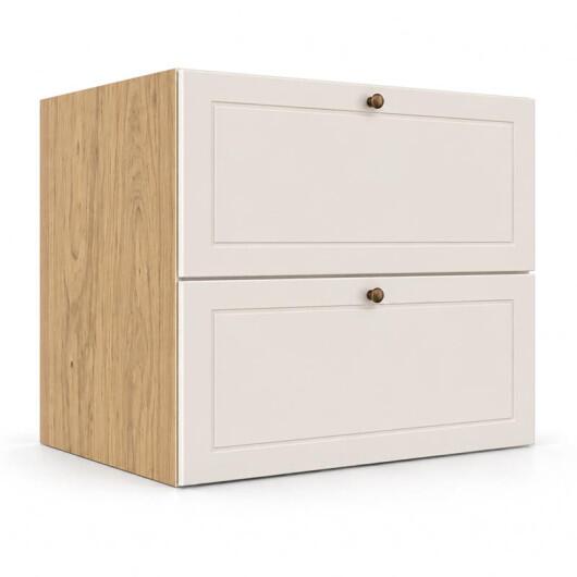 Módulo Balcão 80x68x56cm 2 Gavetas + 1 Gaveta Oculta 100% MDF Cozinha Provence Robel Hanover/Off White Matte