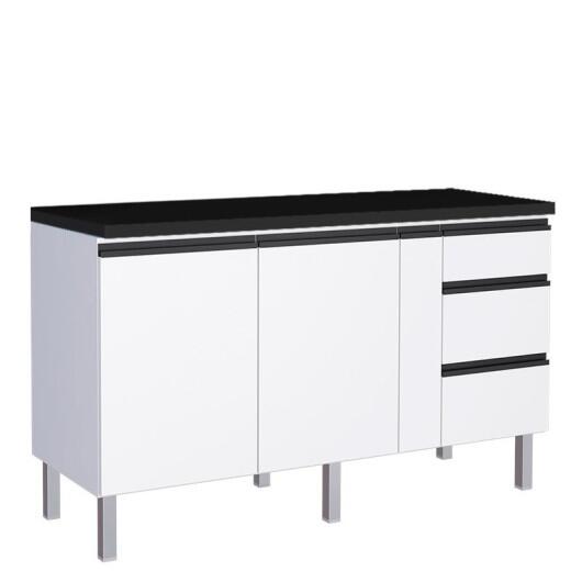 Balcão Para Cozinha de Aço 2 Portas 3 Gavetas e Porta Tempero Gaia 160cm Com Tampo Cozimax Branco  Balcão Para Cozinha de Aço 2 Portas 3 Gavetas e Porta Tempero Gaia 160cm Com Tampo Cozimax Branco