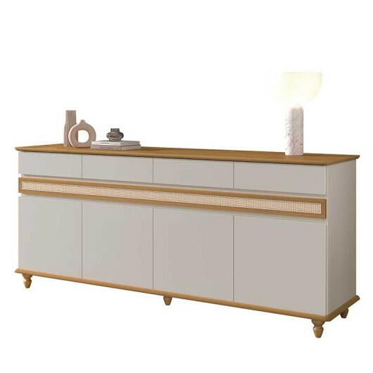 Buffet Sala Jantar Grande 184cm 4 Portas 4 Gavetas Açores EDN Fendi/Freijo