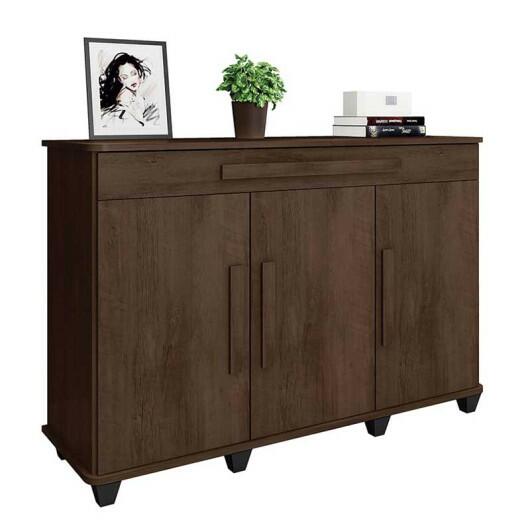 Balcão Buffet Sala Jantar 137cm 3 Portas Gaveta Rubi RV Móveis Noce