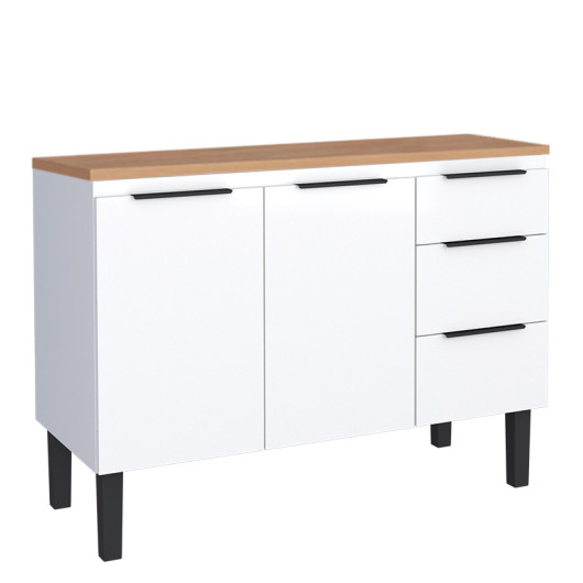 Balcão de Aço Com Tampo de Madeira 115x85x50cm Júpiter 120 Cozimax Branco/Jequitiba