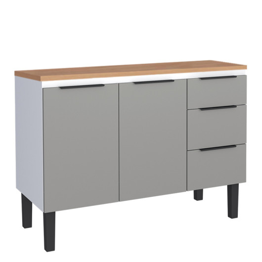 Balcão de Aço Com Tampo de Madeira 115x85x50cm Júpiter 120 Cozimax Cinza/Jequitiba