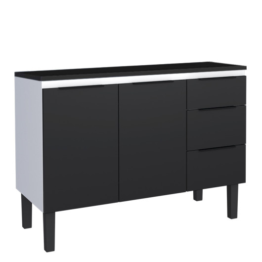 Balcão de Aço Com Tampo de Madeira 115x85x50cm Júpiter 120 Cozimax Preto/Preto