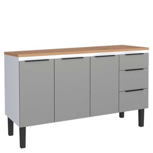 Balcão de Aço Com Tampo de Madeira 153x85x50cm Júpiter 160 Cozimax Cinza/Jequitiba