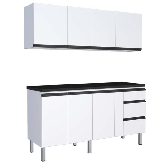 Cozinha Completa Balcão Para Pia 180cm e Armário Aéreo Gaia 180 Cozimax Branco